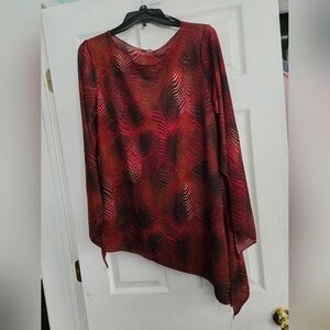 Vintage One Red And Black Top With Flowy Sleeves